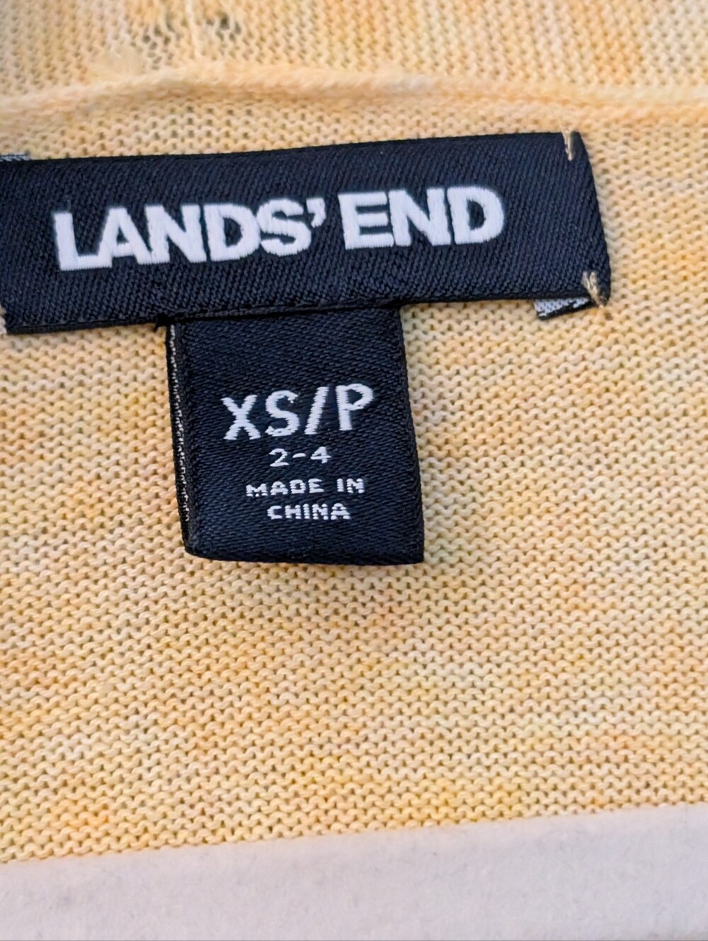 Lands' End heathered yellow open-front cardigan sweater 100% cotton size XS sun - Picture 3 of 8